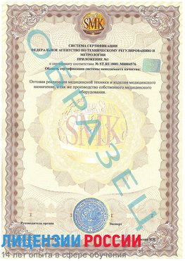 Образец сертификата соответствия (приложение) Тутаев Сертификат ISO 13485